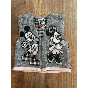 Vintage Disney Mickey's Stuff Vest Youth Small Gray Knit Mickey Minnie Made USA